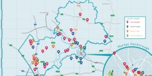 Harborough Taste Maps plotted on a map
