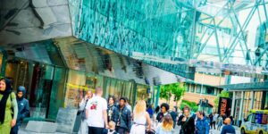 Shoppers at Highcross Leicester St Peters Square