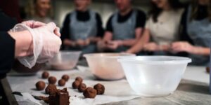 Group of people at chocolate truffle making workshop