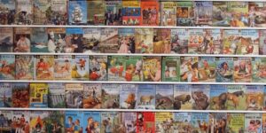 A collage of books