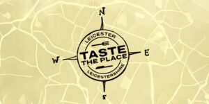 A compass icon that says taste the place leicester and leicestershire