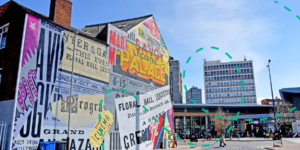 Savoy street in leicester, street art on a building