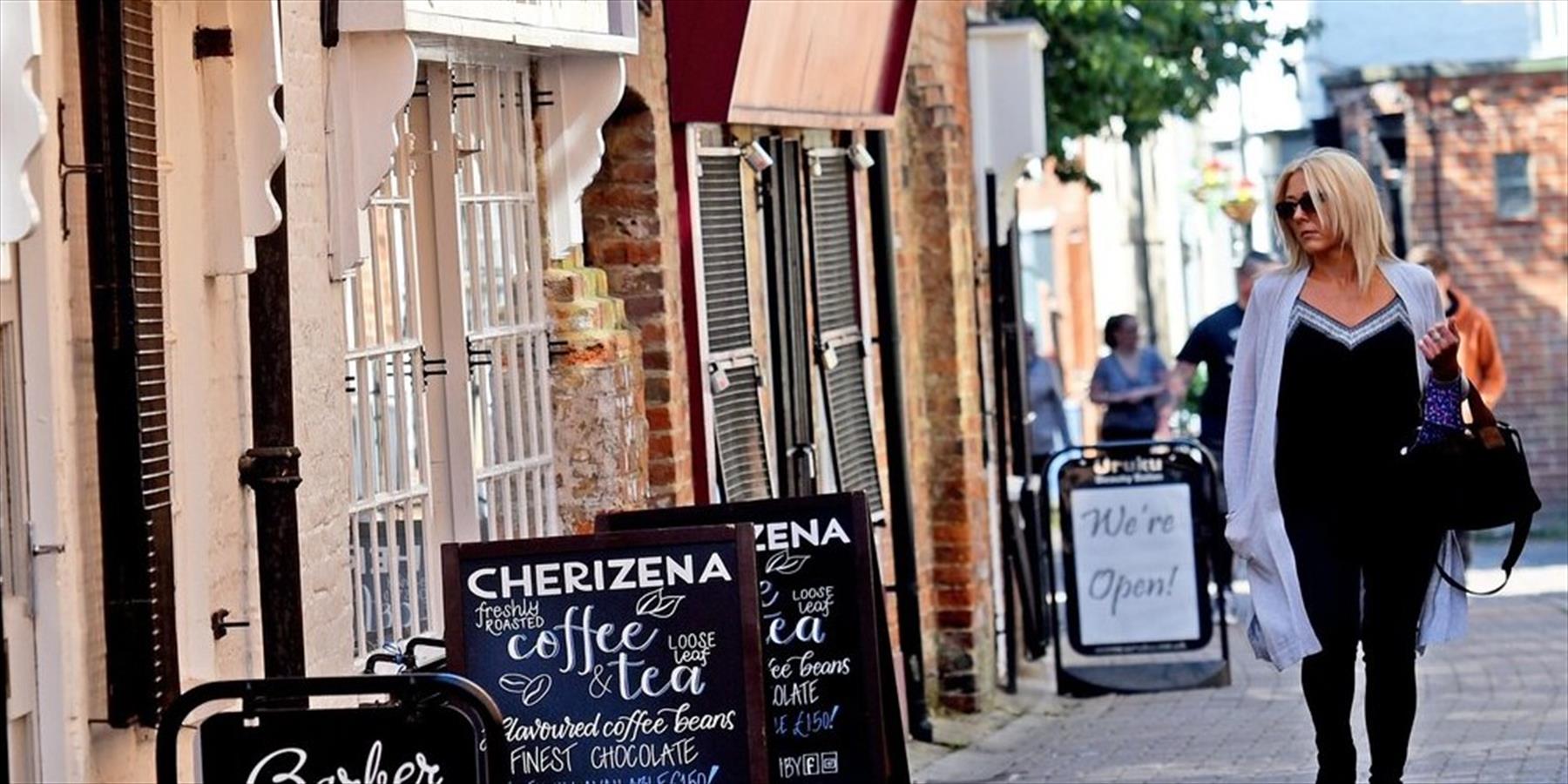 woman shopping on an english street