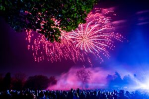 abbey park bonfire fireworks in the sky