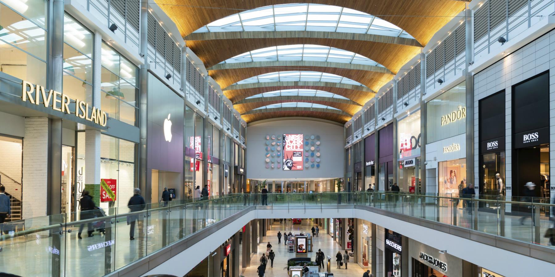 The interior of a shopping centre