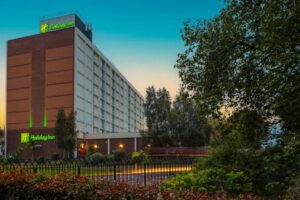 The holiday inn building with visible signage