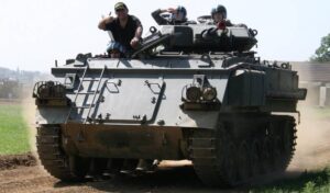 A tank driving