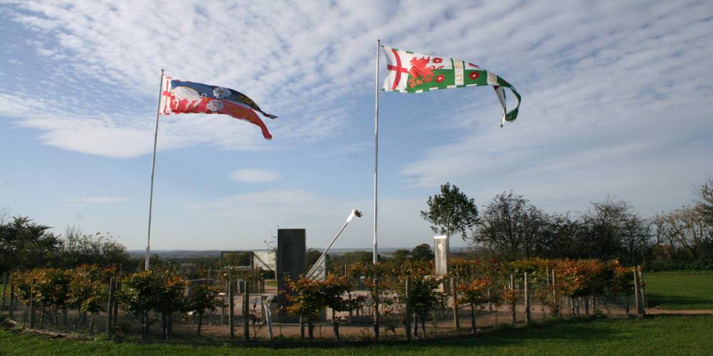 Flags at the Bosworth Battlefield site