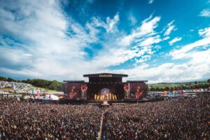 The main stage at Download with crowd in front