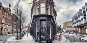 exterior of flatiron style building