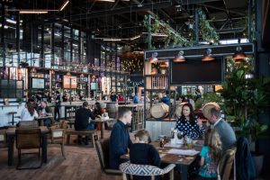 beer hall seating area