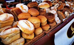 farm shop breads on a counter