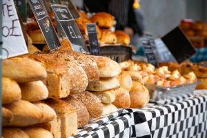fresh bread on a market stall