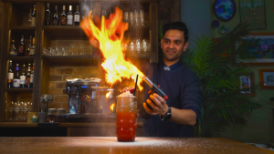 flaming cocktail