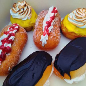 filled croissants and rolls with whipped cream