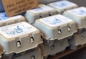 egg boxes at a farm shop