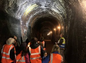 A tour group in the Glenfield Tunnel