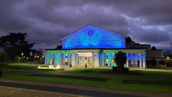De Montfort Hall lit up for Christmas