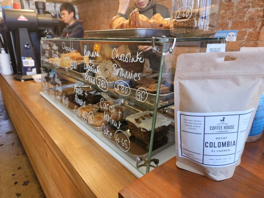 Leicester Coffee House Company cakes and coffee interior, Visit Leicester