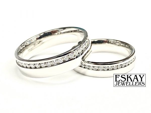 Bespoke diamond set wedding rings , Eskay Jewellers Ltd