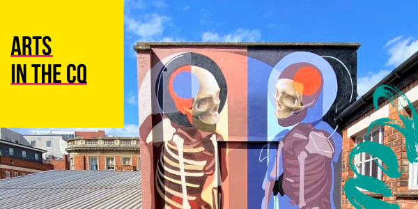 Arts in the CQ over a street art background