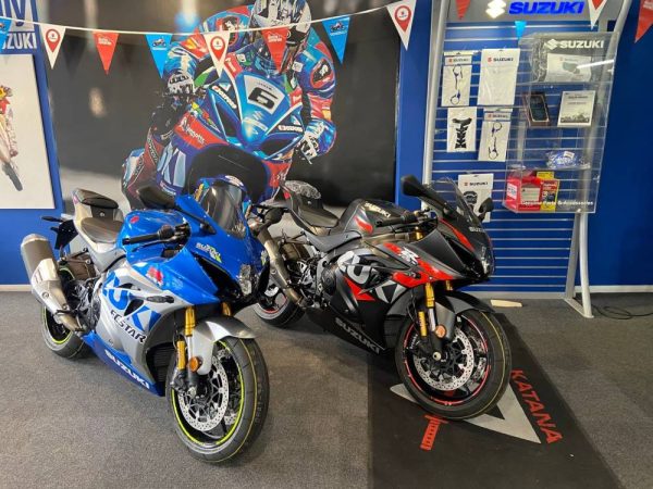 Motorbikes in the Castledine Motors shop
