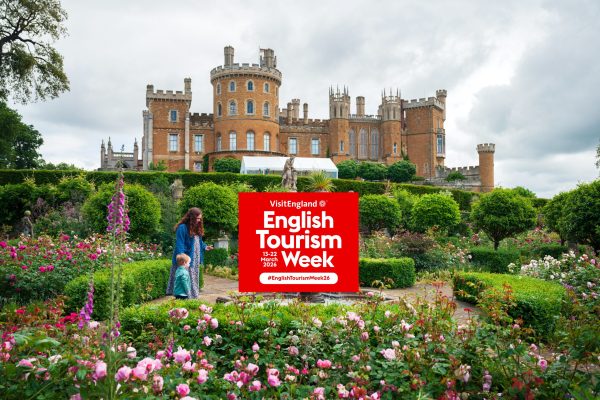 Belvoir Castle with an English Tourism Week logo overlaid