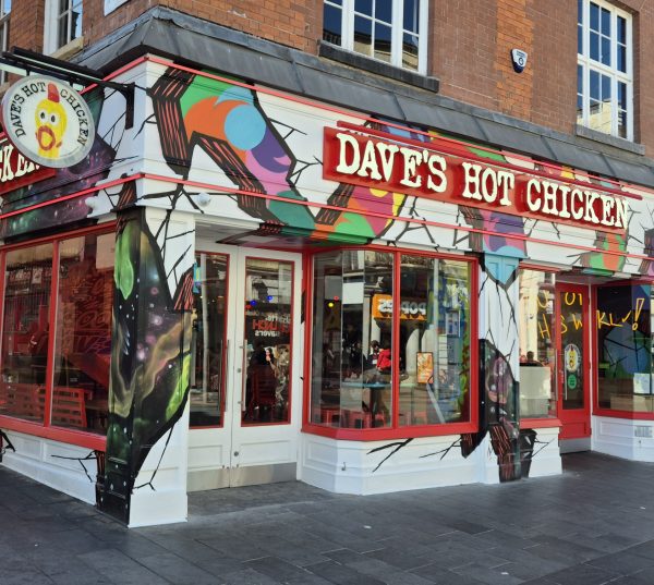 The exterior of Dave's Hot Chicken shop