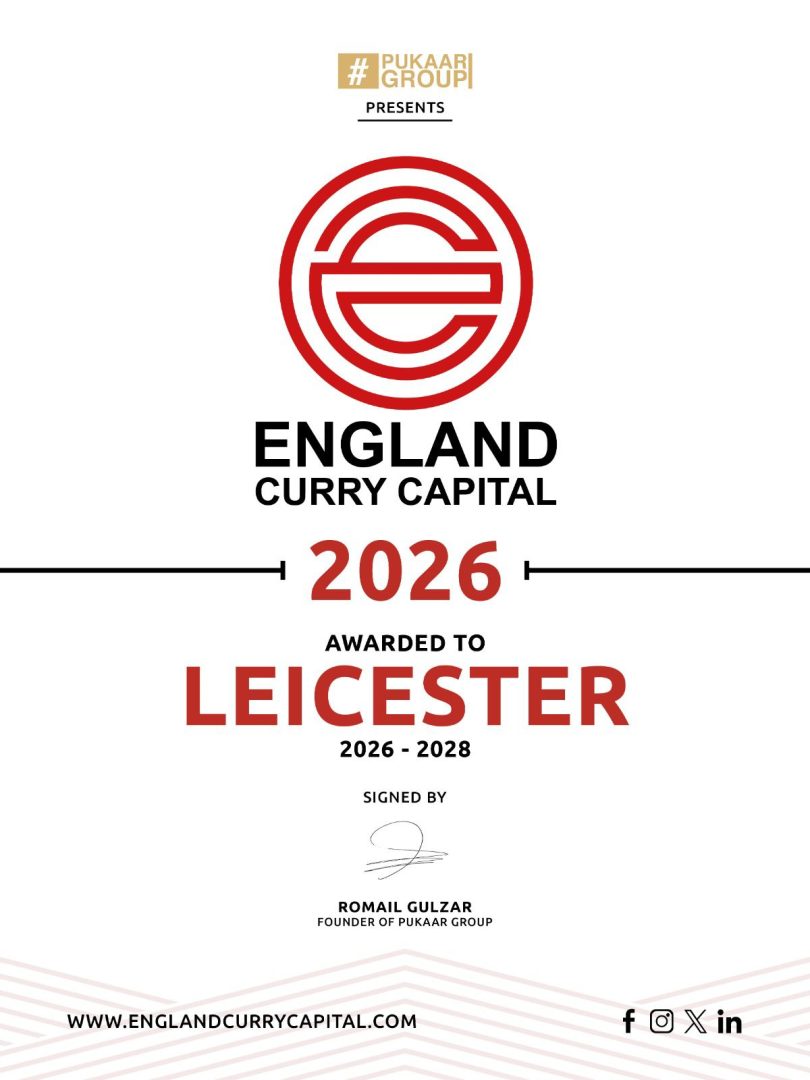 England Curry Capital Certificate awarded to Leicester 2026-2028