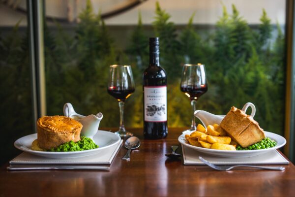 The Royal Oak pie and wine